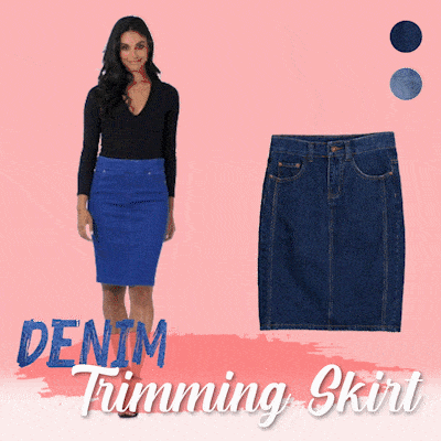 Denim Trimming Skirt