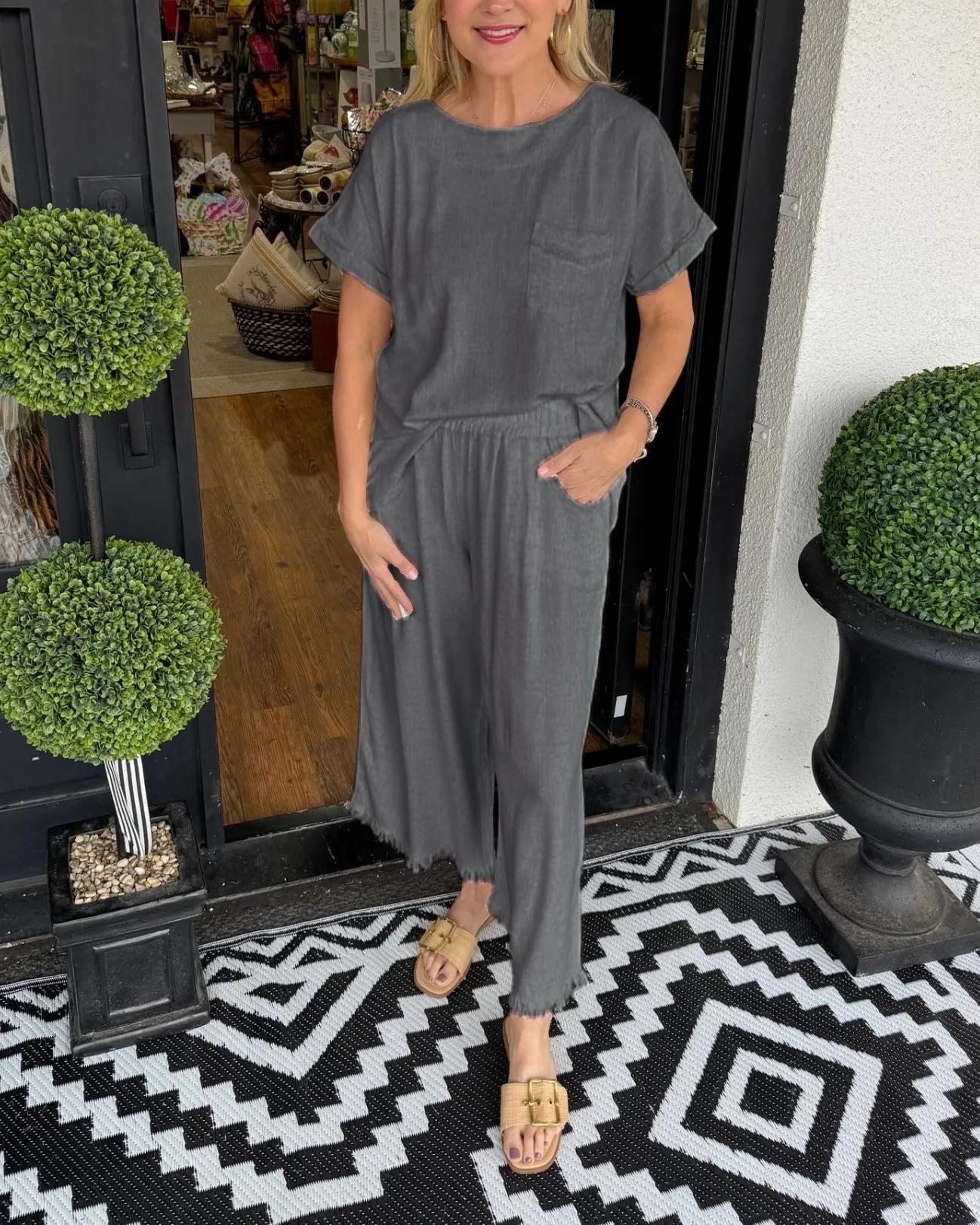 💝💝WOMEN'S CASUAL SOLID COTTON LINEN LOUNGE SET (BUY 2 FREE SHIPPING)