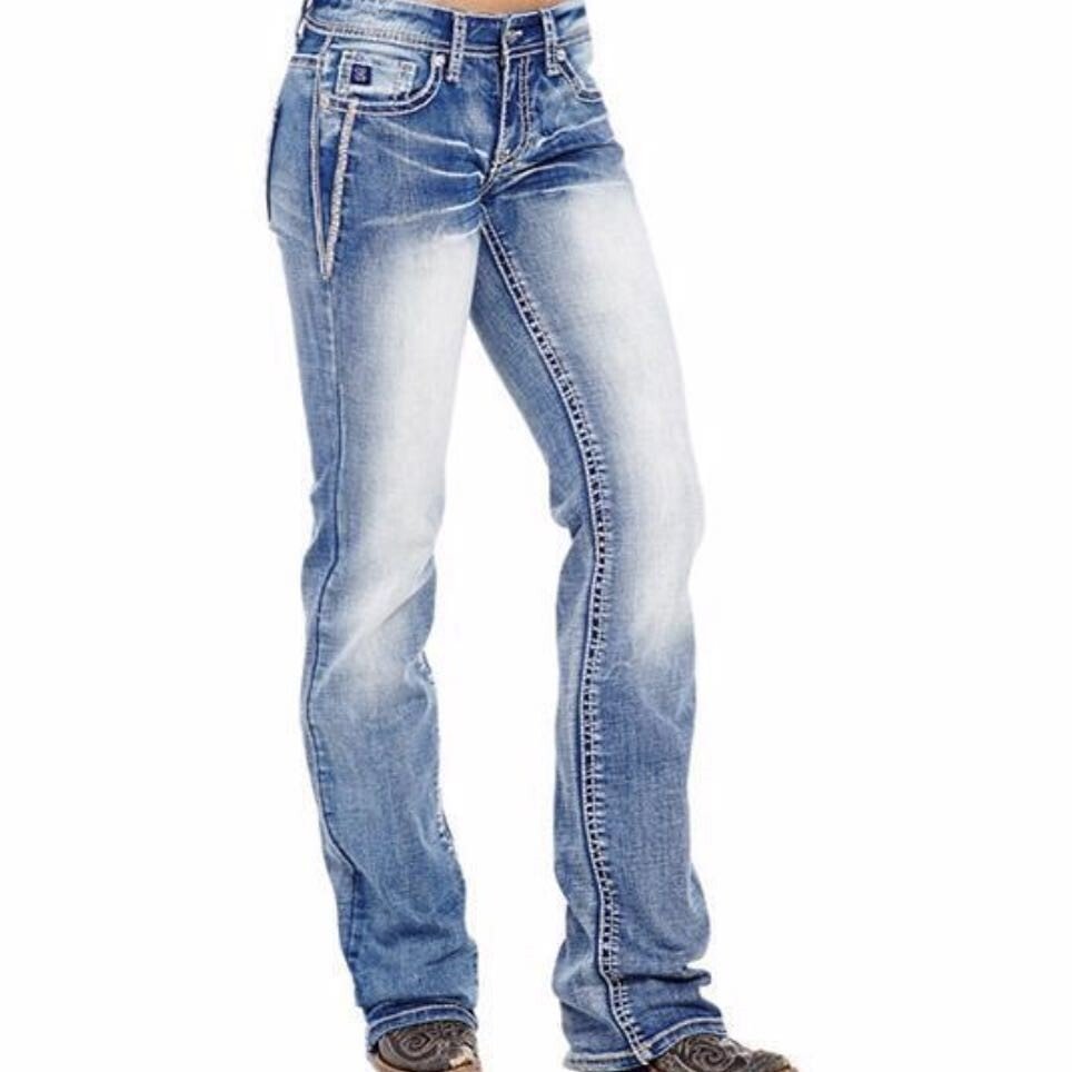 Ladies Fashion Vintage Western Printed Jeans