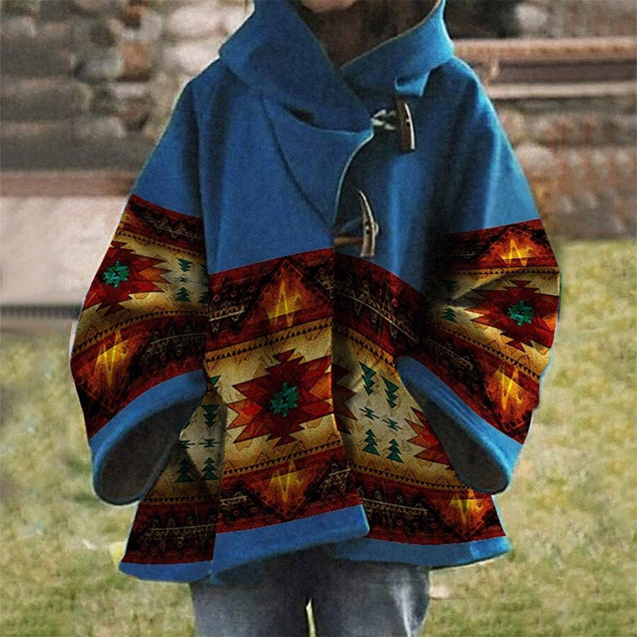 Ladies Western Vintage Print Woolen Jacket