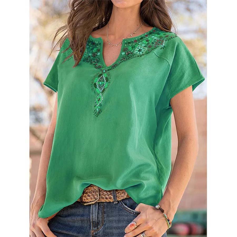 Loose Western Ethnic Style Short Sleeve T-shirt