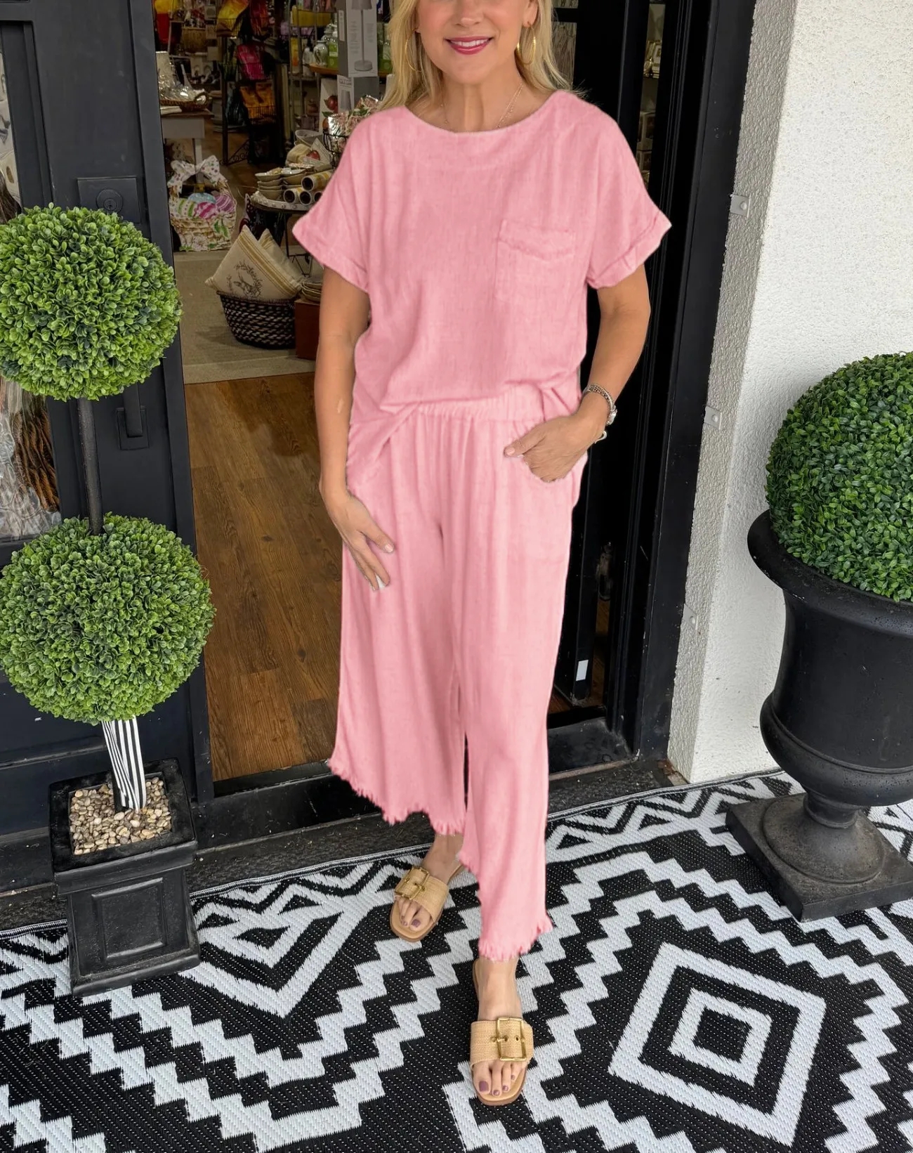 💝💝WOMEN'S CASUAL SOLID COTTON LINEN LOUNGE SET (BUY 2 FREE SHIPPING)