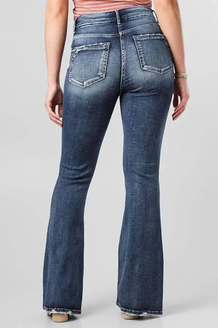 Vintage Raw Hem High Rise Flare Jeans
