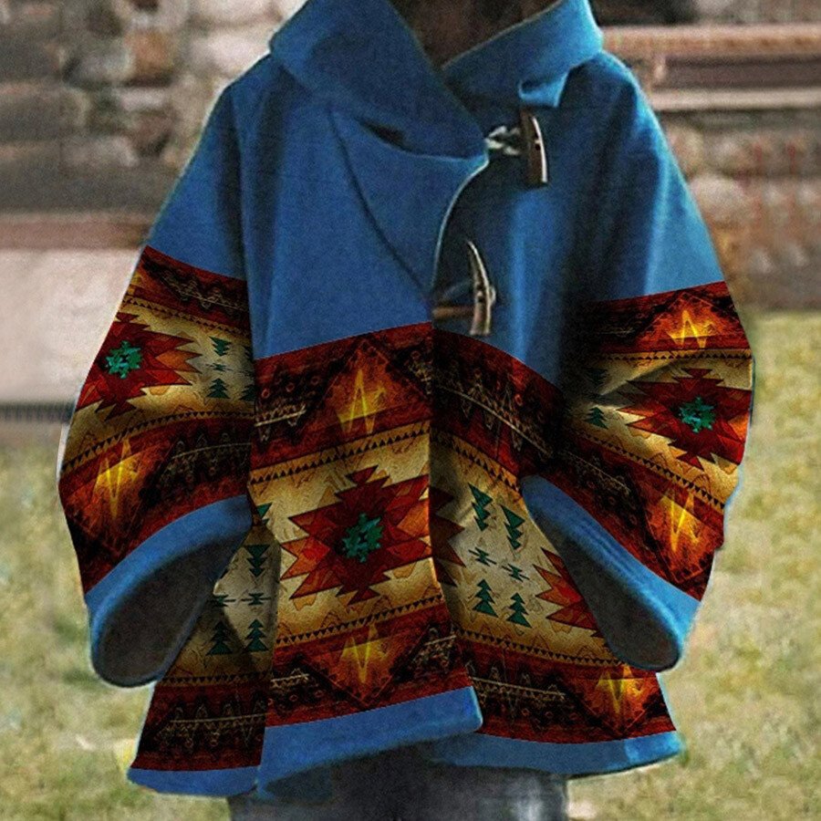Ladies Western Vintage Print Woolen Jacket