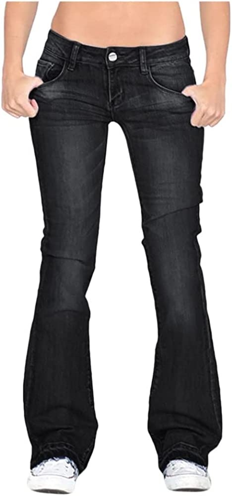 MIDIROSS DENIM PANTS LADIES LOW WAIST FLARED TROUSERS