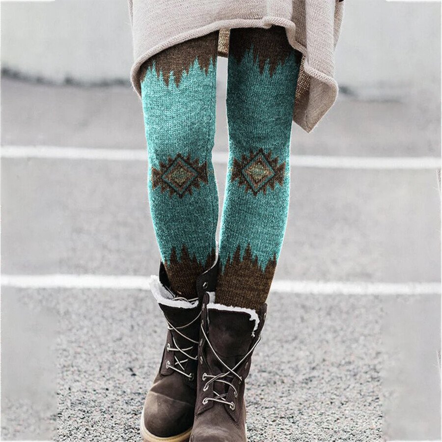 Women's Vintage Western Print Skinny Trousers