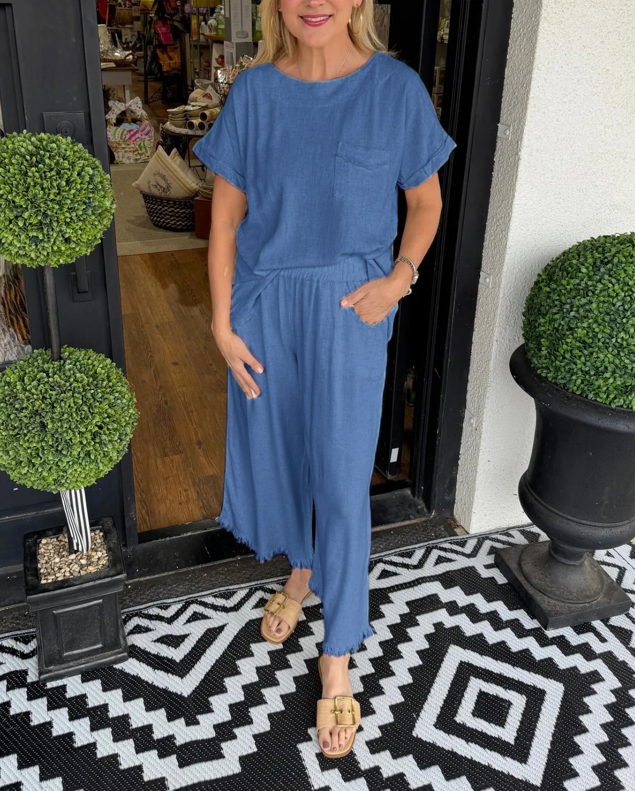 💝💝WOMEN'S CASUAL SOLID COTTON LINEN LOUNGE SET (BUY 2 FREE SHIPPING)