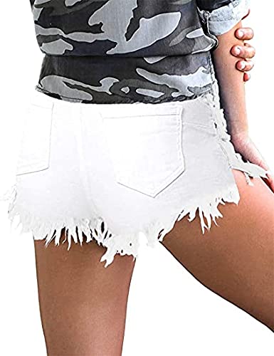 Women Denim Shorts Casual Summer Mid Waist Stretchy Denim Jean Shorts