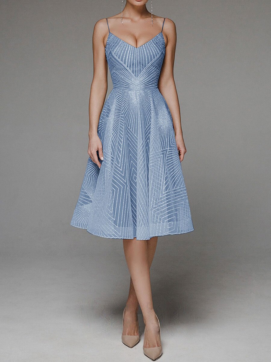Stylish V-neck Strap A-line Dress