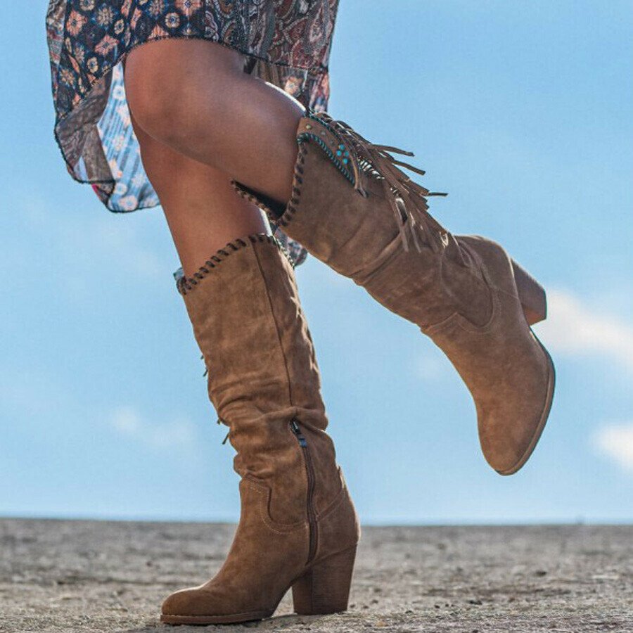 Western Style Tassel Embroidery Retro Boots