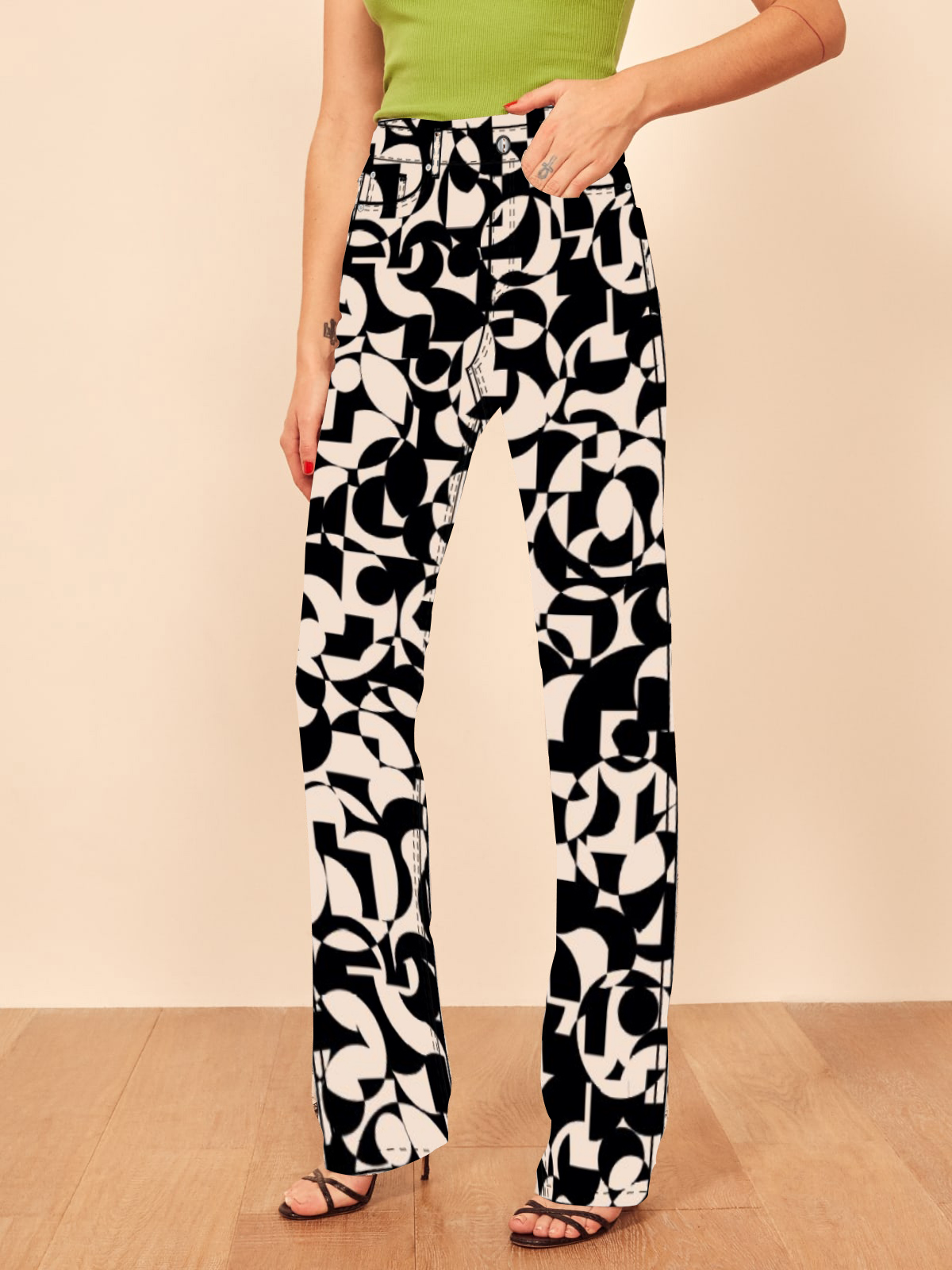 Newsprint High Rise Straight Long Jeans