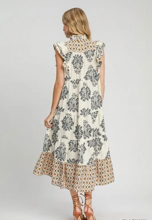 🔥🔥🔥🔥Women's Casual Printed Ruffle Sleeve Dress