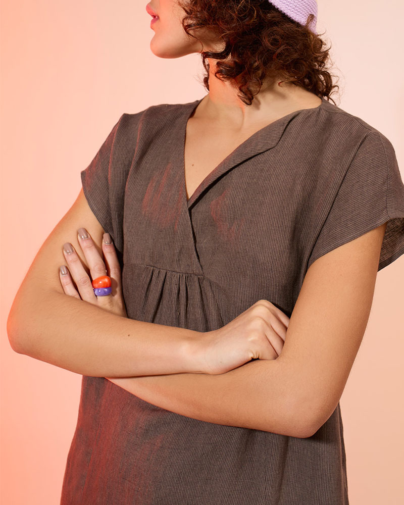 Chic V-Neck Loose Cotton Linen Dress