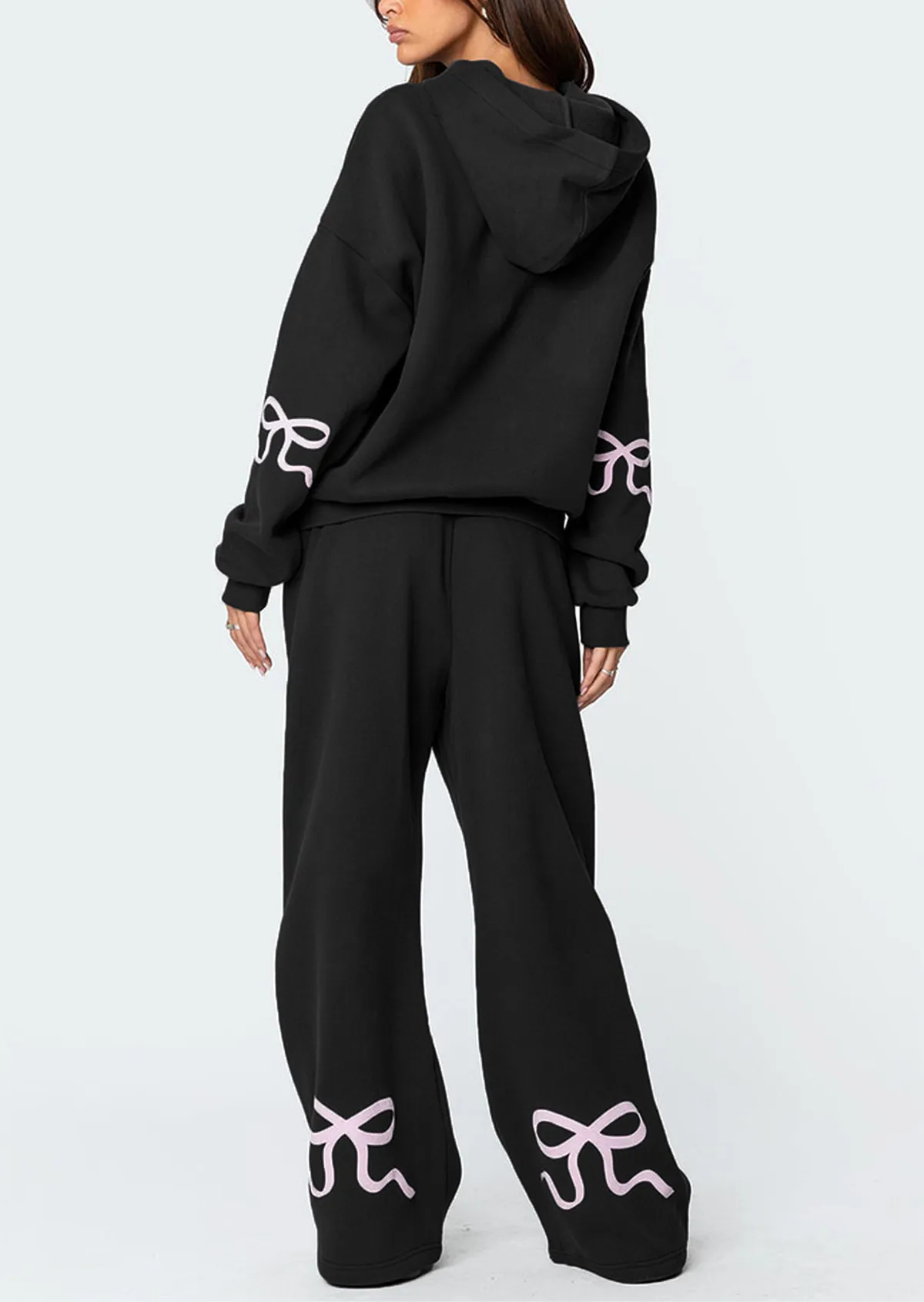 🔥🔥🔥🔥Women's Bow Detail Hoodie Sweat Set