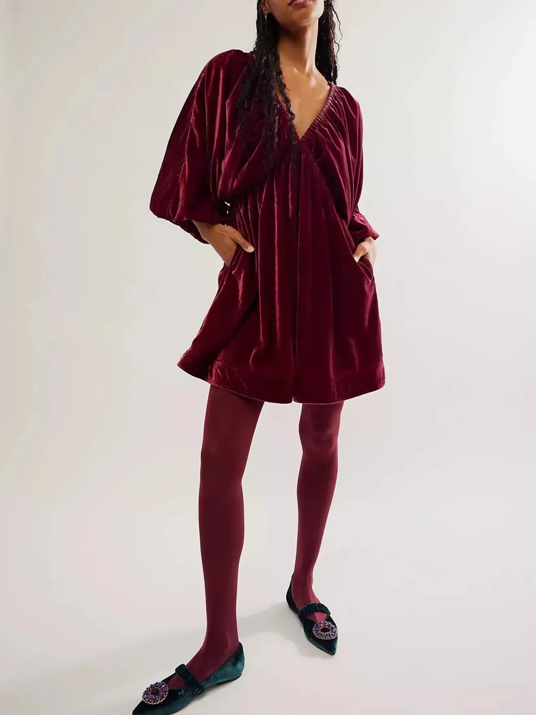 CHRISTMAS SALE 80% OFF ✨WOMEN'S V NECK VELVET DRESS(BUY 2 FREE SHIPPING)