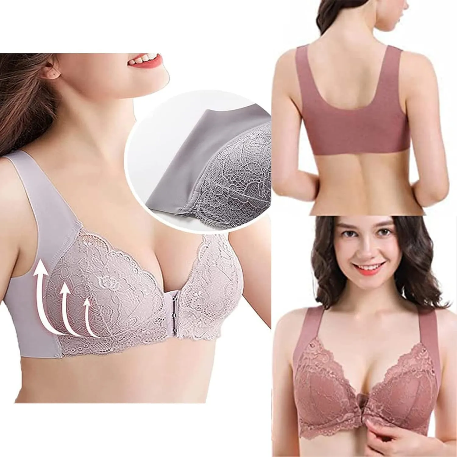 🔥🔥🔥🔥Women's Basic Solid Lace Wireless Push Up Bra