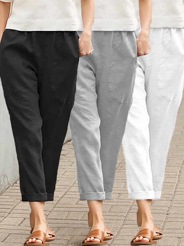 Linen-cotton Women's Large Size Loose Pants