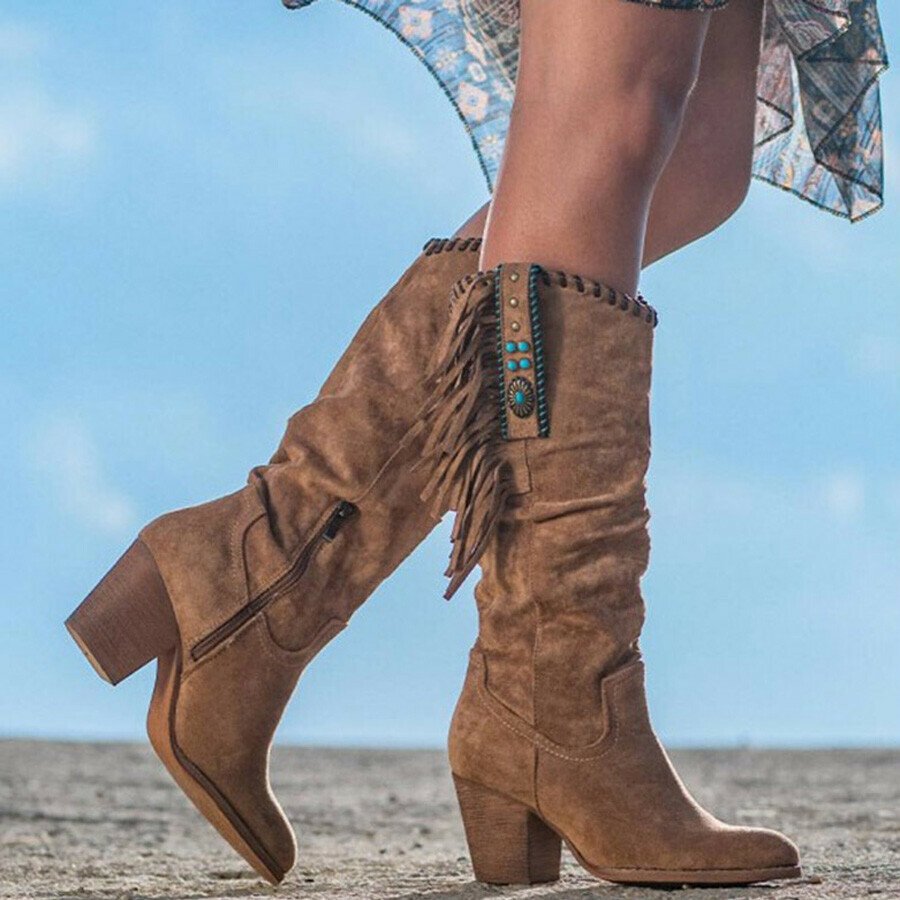 Western Style Tassel Embroidery Retro Boots