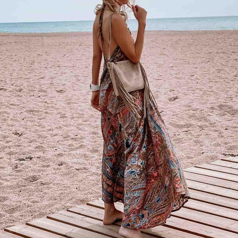 Women's Halter Vacation Sleeveless Long Dress