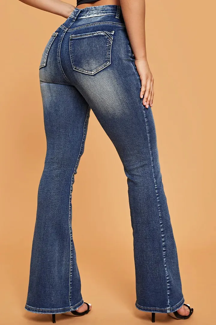 Vintage Raw Hem High Rise Flare Jeans