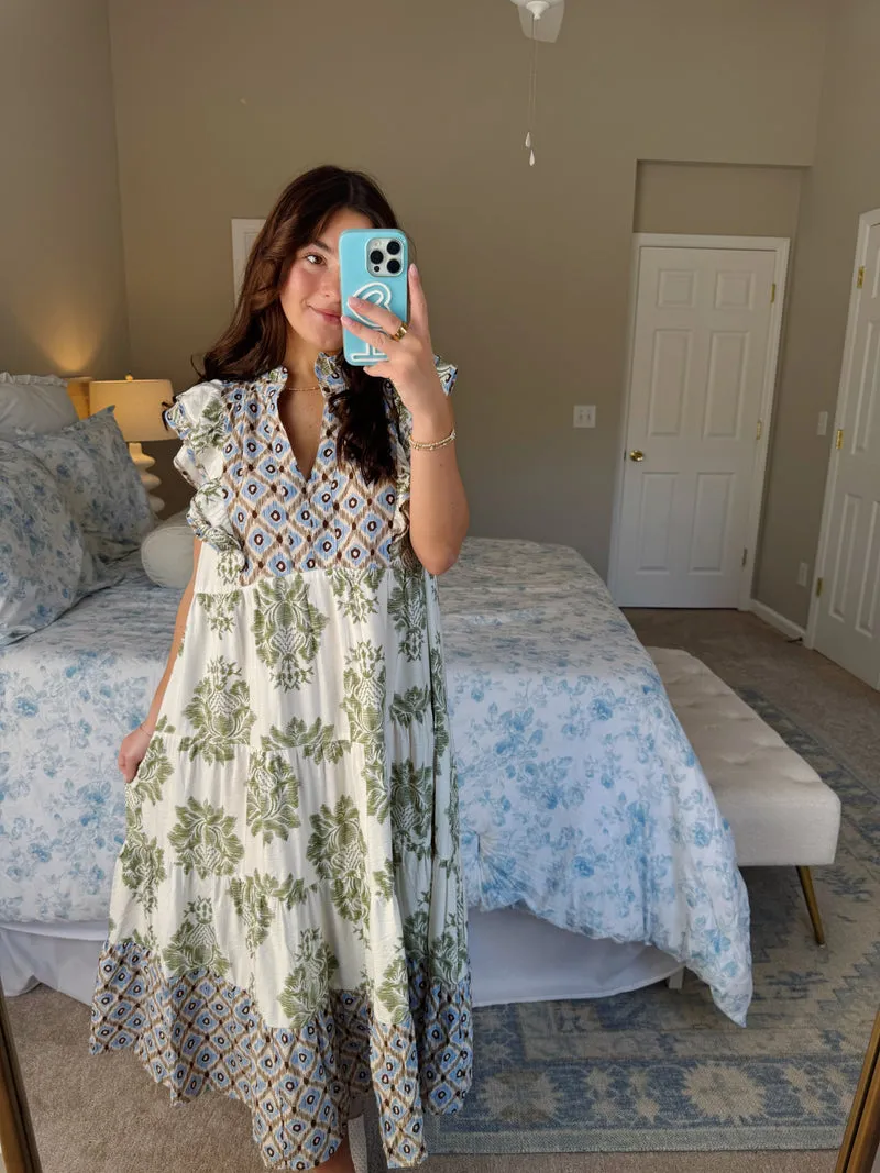 🔥🔥🔥🔥Women's Casual Printed Ruffle Sleeve Dress