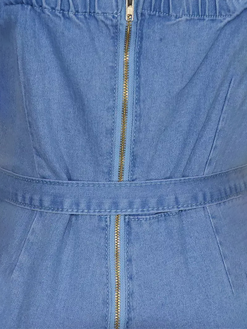 Midiross Eyelet Buckle Detail Belted Tank Denim Jumpsuit
