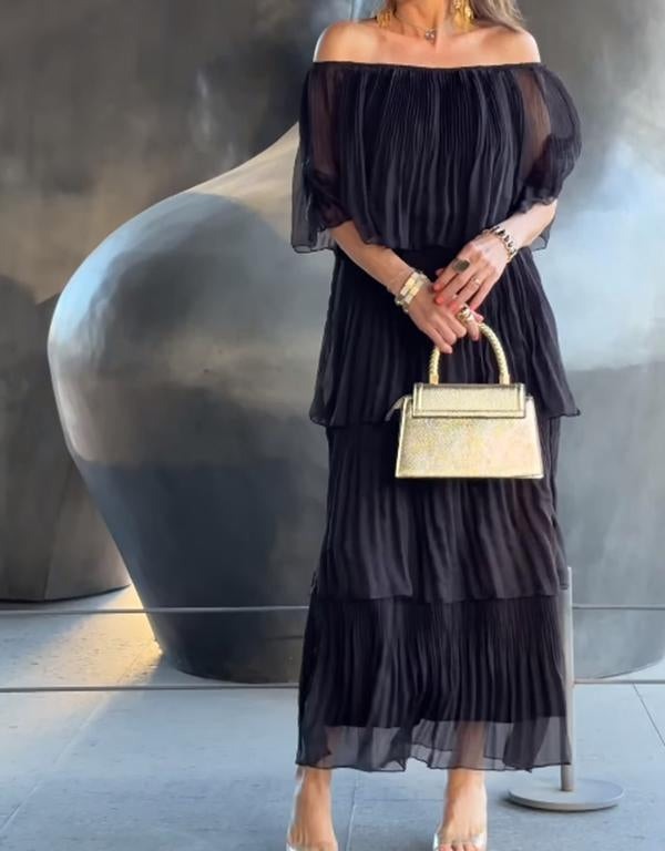 ✨✨✨Elegant chiffon cake long dress