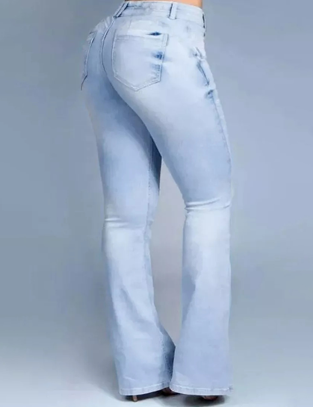 Button Front Butt Lifting Flare Jeans