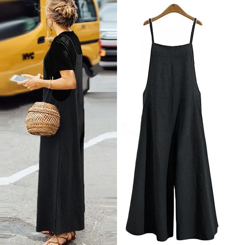 WOMEN'S OVERSIZED SLEEVELESS CASUAL JUMPSUIT