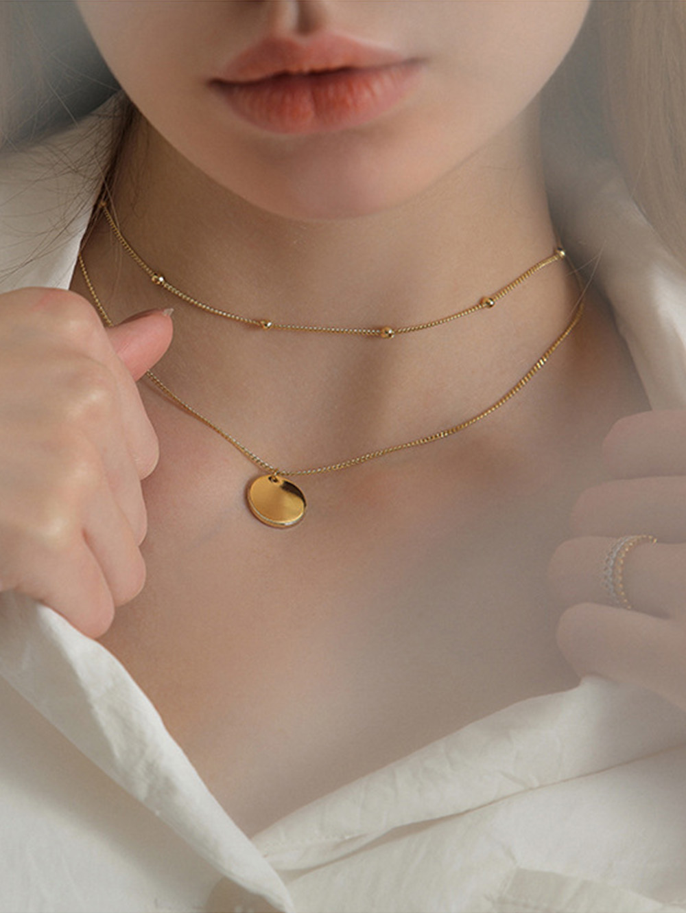 18k Gold Plated Dainty Gold Choker Arrow Bar Layering Long Necklace for Women