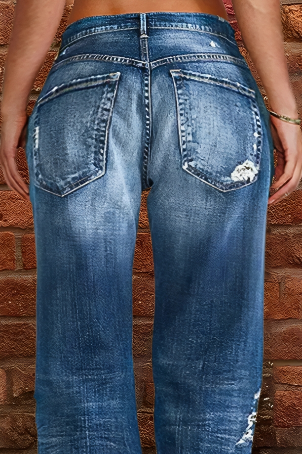 Midiross Ripped/Normal Low Waist Straight Leg Jeans(BUY 2 FREE SHIPPING)