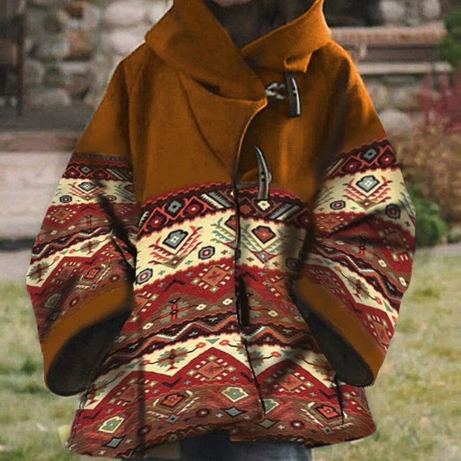 Ladies Western Vintage Print Woolen Jacket