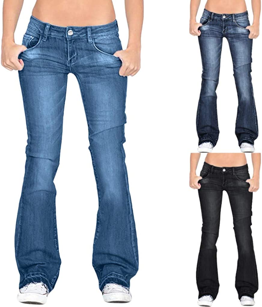 MIDIROSS DENIM PANTS LADIES LOW WAIST FLARED TROUSERS