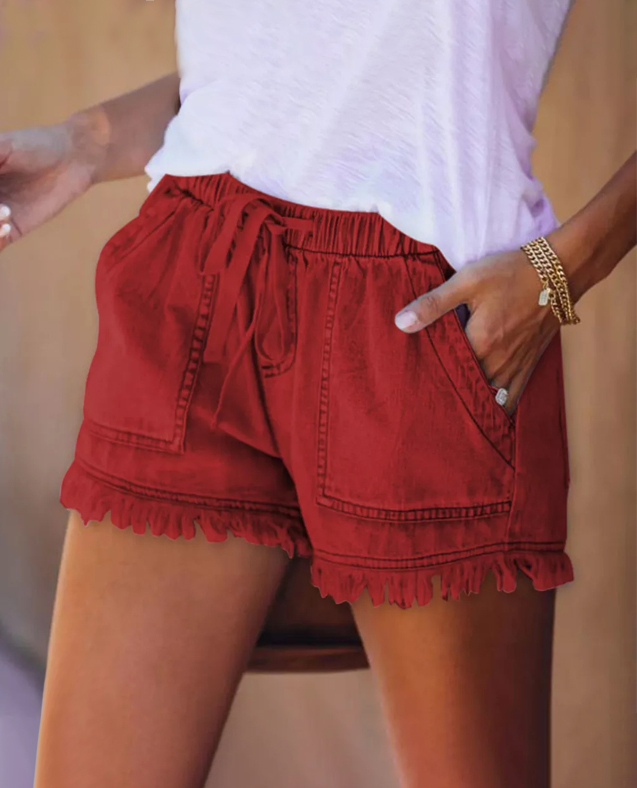 2022 Year's Womens Casual Denim Shorts with Pockets Cotton Jean Short