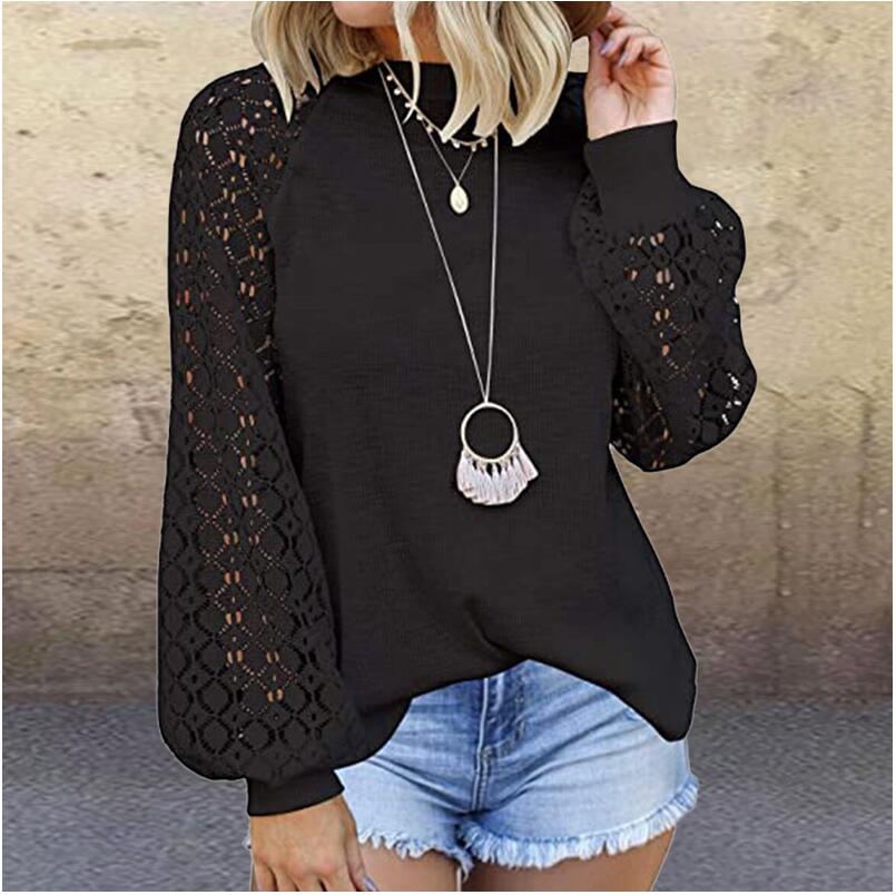 Elegant Lace Paneled Long Sleeve Shirt