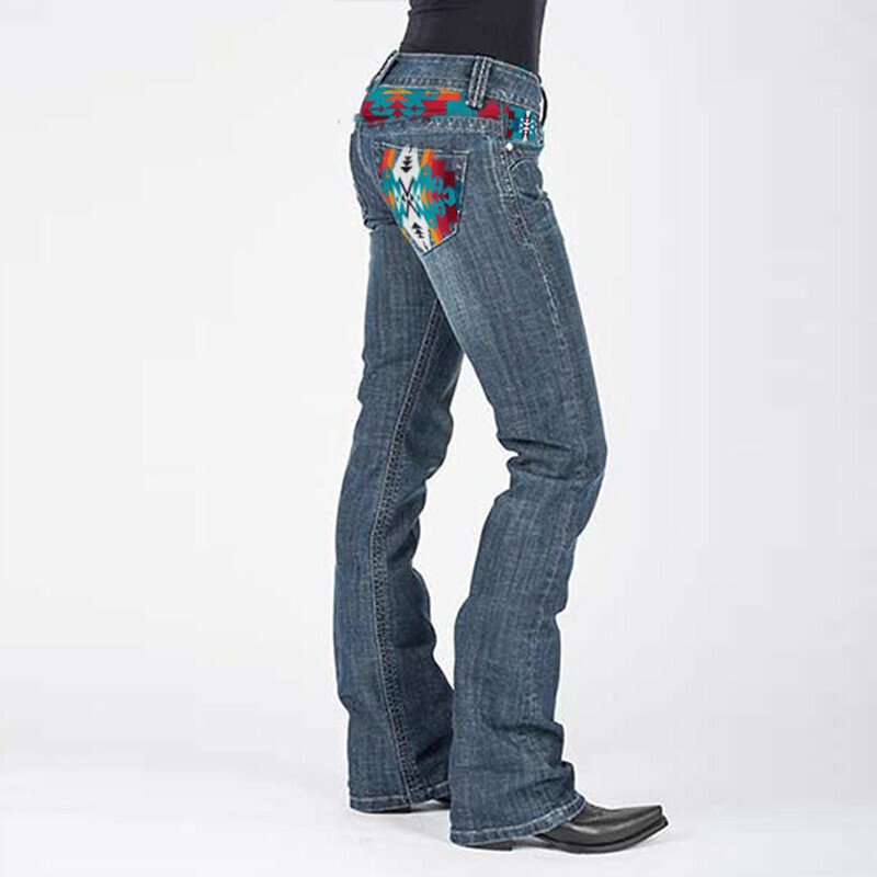 Women's Denim Trousers With Washed Pockets