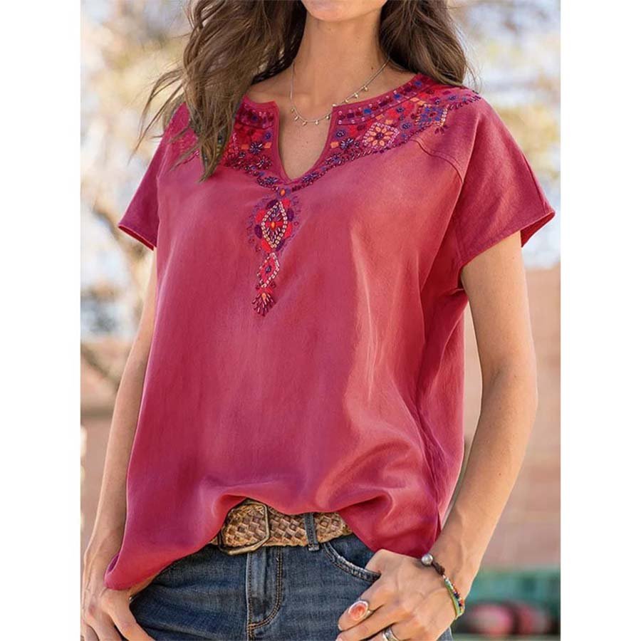 Loose Western Ethnic Style Short Sleeve T-shirt