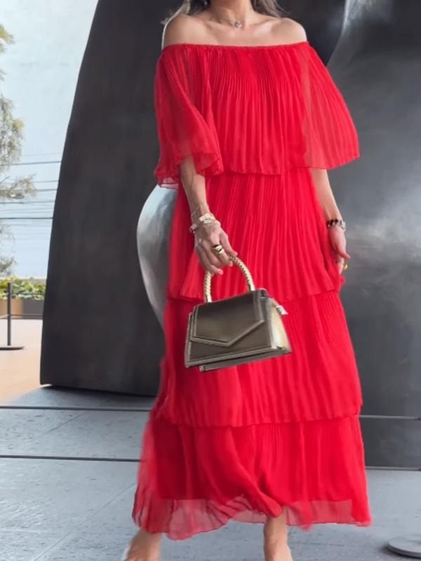 ✨✨✨Elegant chiffon cake long dress