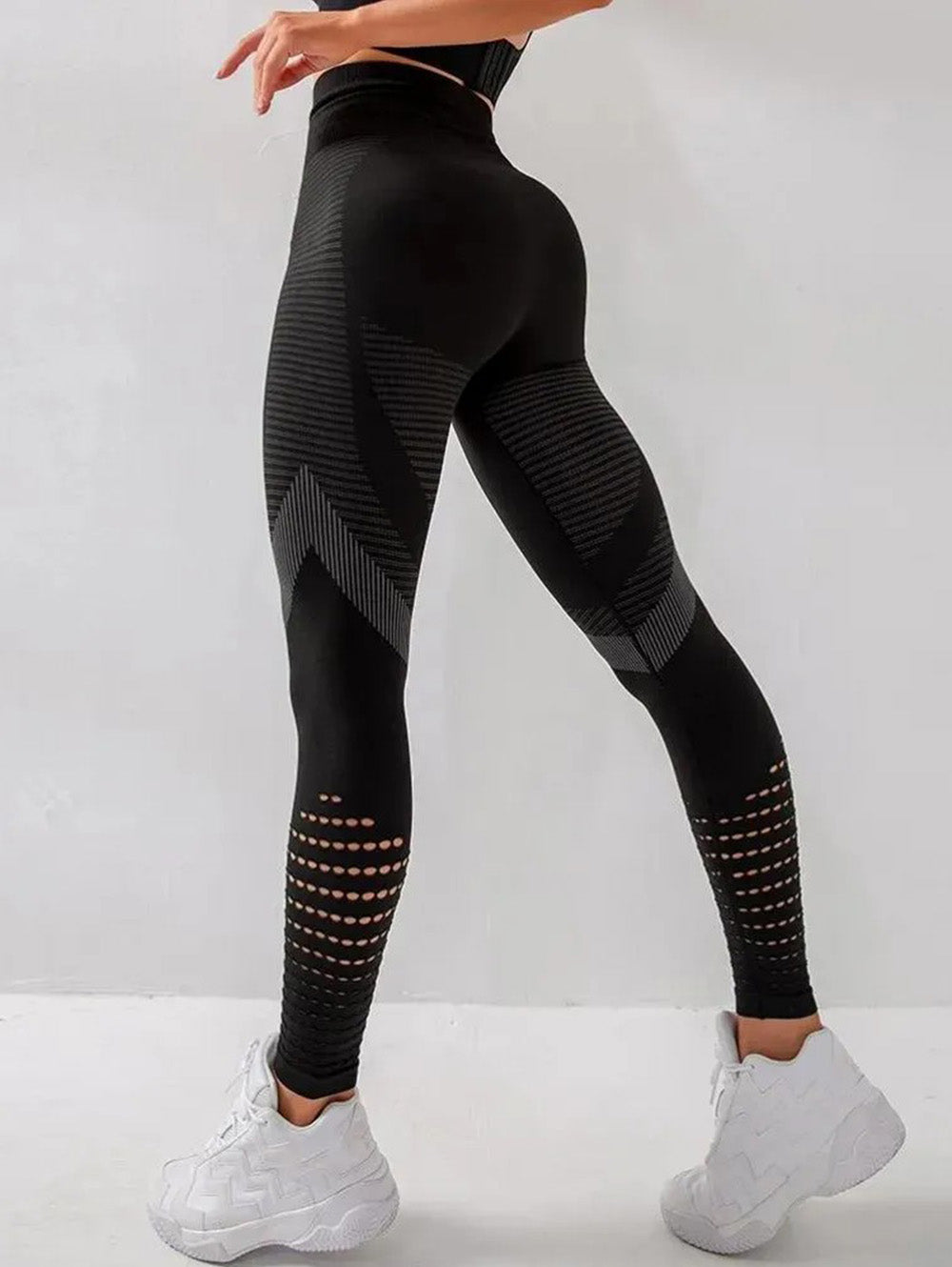 High Waist Hollow Out Butt Lifting Stretch Sports Leggings