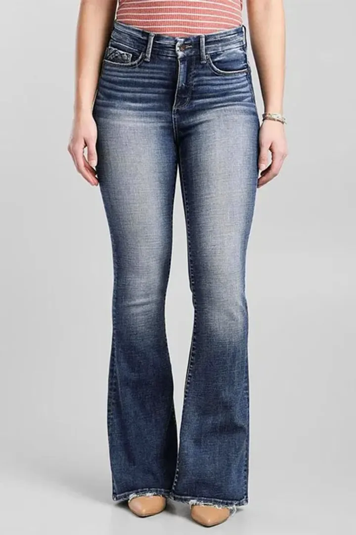 Vintage Raw Hem High Rise Flare Jeans