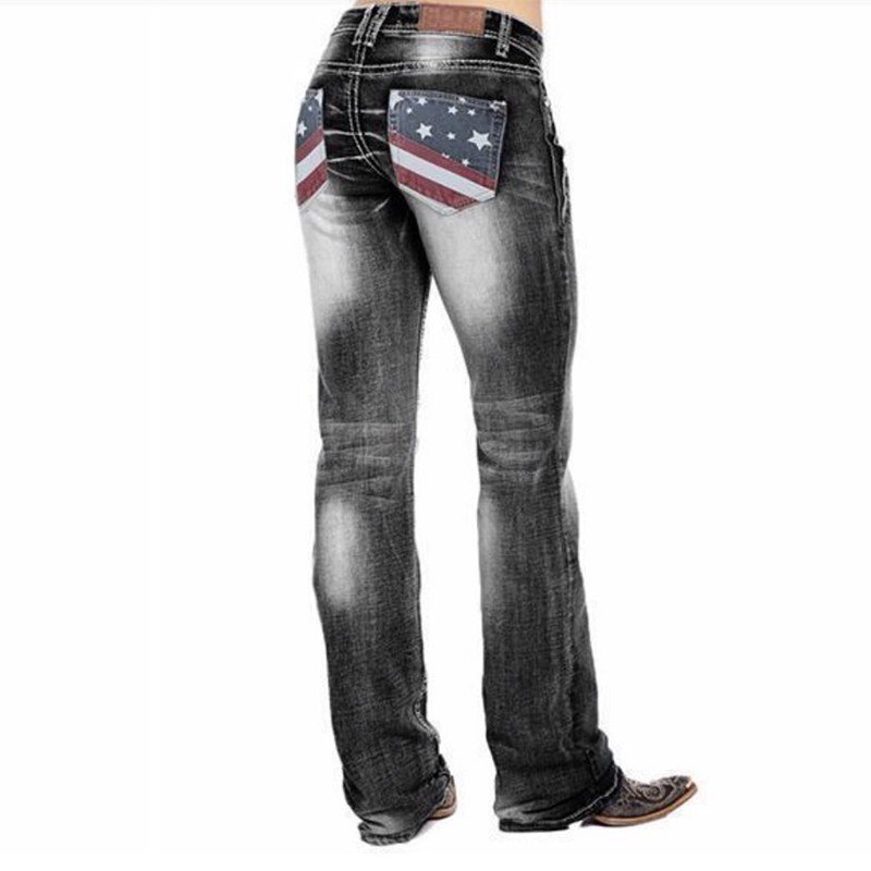 Ladies Fashion Vintage Western Printed Jeans