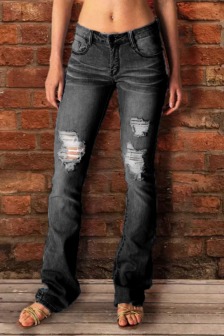 Midiross Vintage Ripped Low Waist Jeans