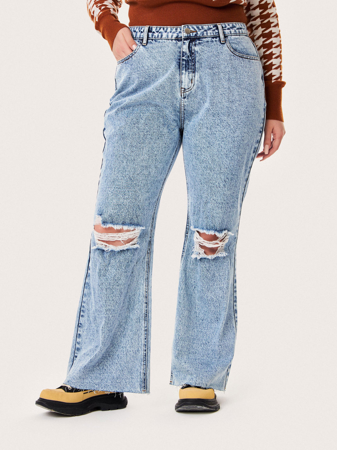 Curve & Plus Denim Ripped Flares