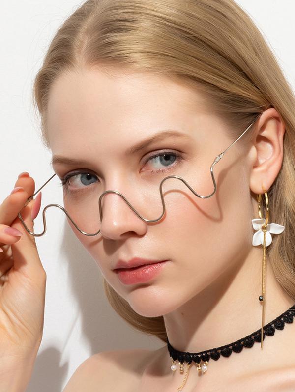 Alloy Half Rim No Lens Glasses