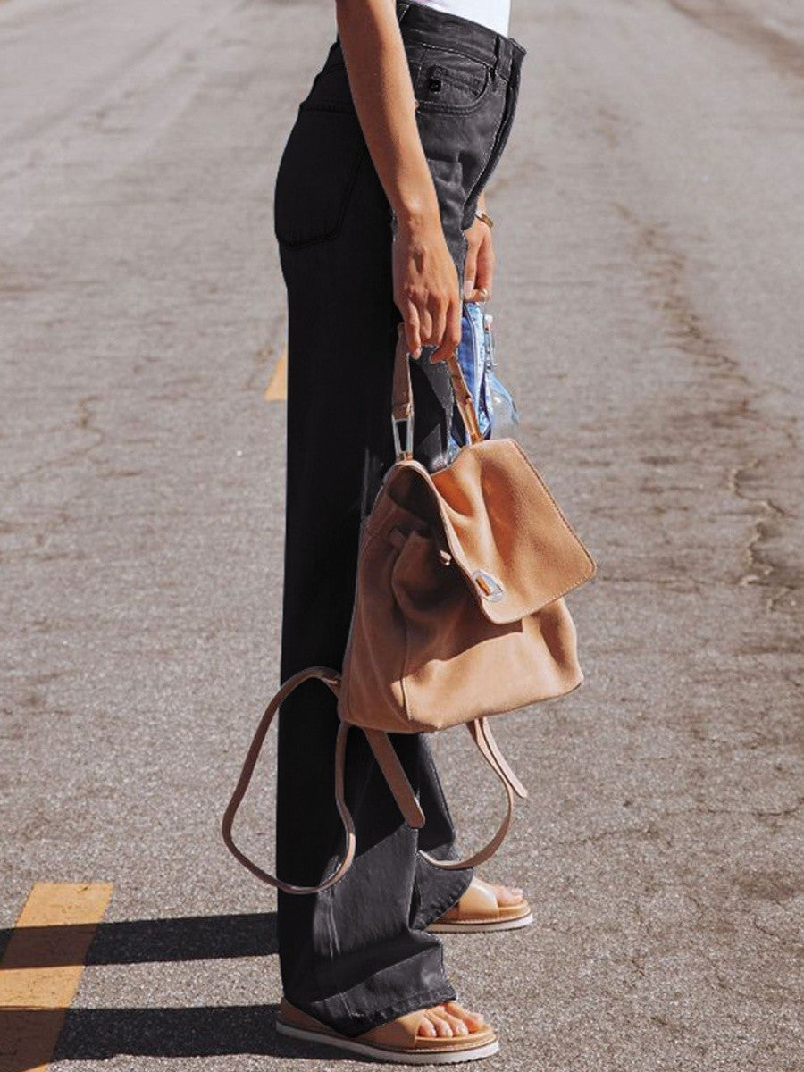 Ripped High Waist Wide Leg Jeans