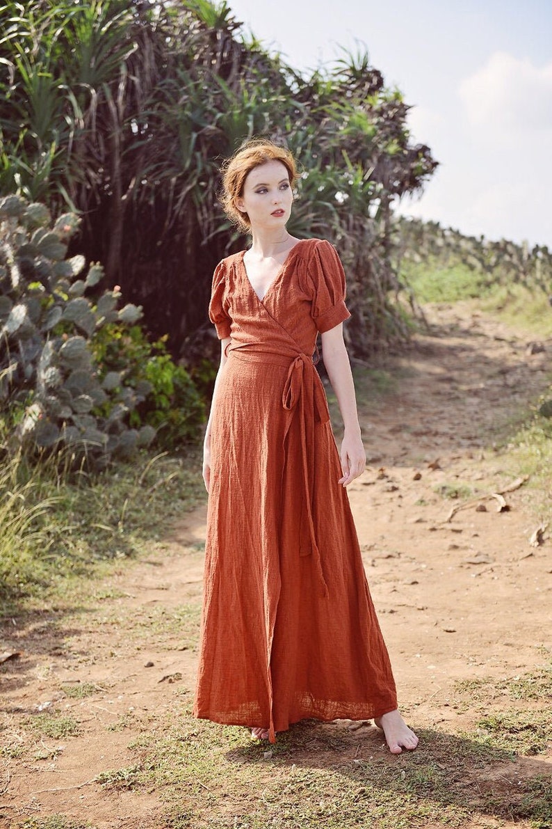 Linen Gauze Wrap Dress