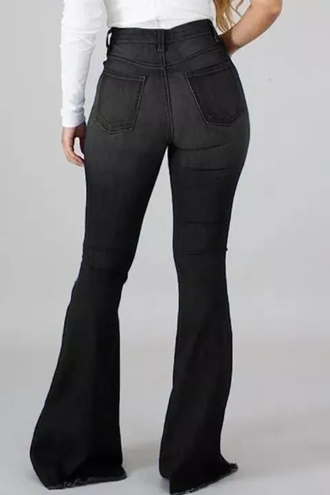 Midiross 90s Vintage High Waist Ripped Flare Leg Jeans
