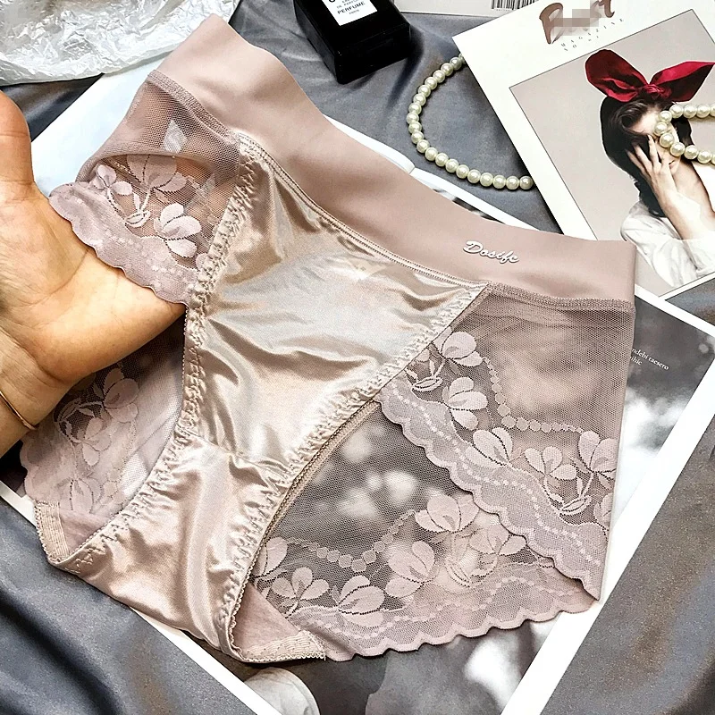 END SATIN LIGHT LUXURY LACE BREATHABLE MESH COTTON BRIEFS(PRIVATE DELIVERY)