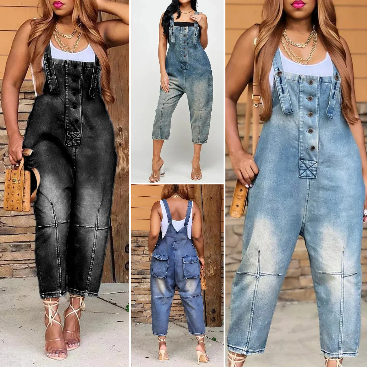 🔥🔥 🔥🔥2023 Fashion Casual Designer Style Denim Suspender Jumpsuit