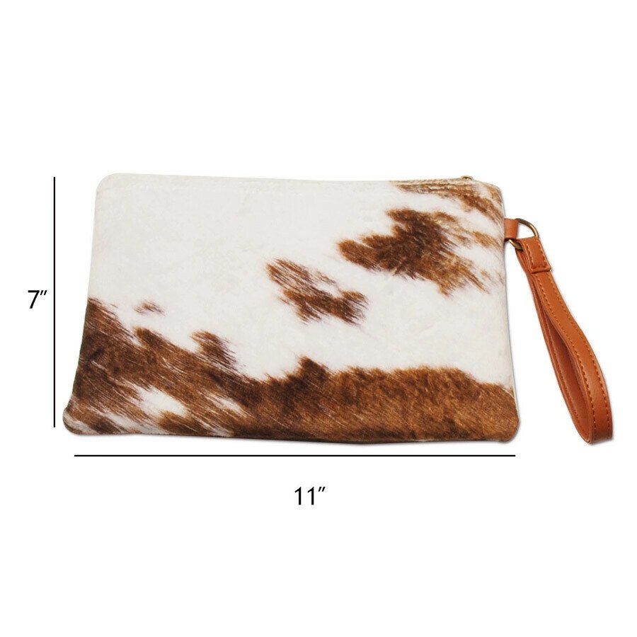 PU Cotton Plush Super Soft Cow Pattern Three-Piece Makeup Hand-Held One-Shoulder Handbag